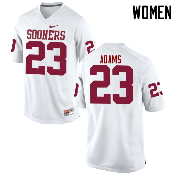 Women Oklahoma Sooners #23 Abdul Adams College Football Jerseys Game-White